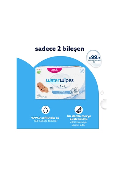 Waterwipes Bio Yenidoğan Islak Mendil 12x60 Adet 720 Yaprak 12'li Set