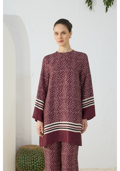 Aker Bordo Desenli Tunik Bordo Bordo