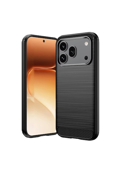 Honor 600 Pro 5g İle Uyumlu Brushed Carbon Fiber Silikon Kılıf - Siyah Al3332