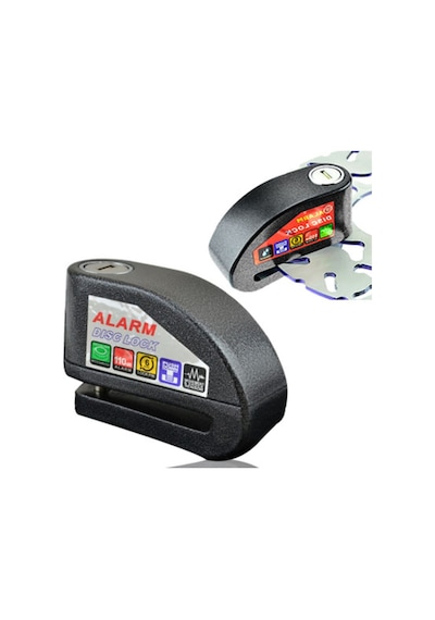 Motosiklet Alarmlı Disk Kilidi 110 Db + Hatırlatma Kablosu  (411990957) Siyah