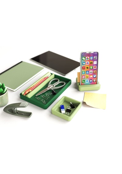 Tıdy Stack - Desk Organizer Modern Tasarımlı Çok Amaçlı Masaüstü Organizer Yeşil
