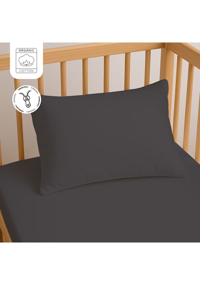 %100 Pamuk Fermuarlı Bebek Yastık Kılıfı 35x45 Cm 2 Adet Doğal & Yumuşak Antrasit