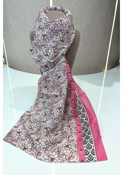 Cardion Lunira Silk Pamuk İpek Şal Sweet Line Pembe