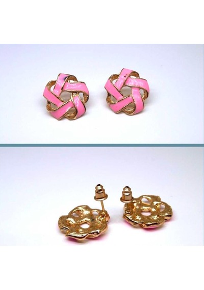 Omeniv Mine Kaplı Doygun Pembe Vintage Yorum Küpe 41915427 Çok Renkli