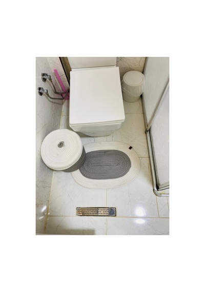 Jüt,hasır,2 Li,banyo Paspas Ve Sepet ,bohem Tarzı ,iskandinav Paspas/sepet Gri Krem Gri Krem