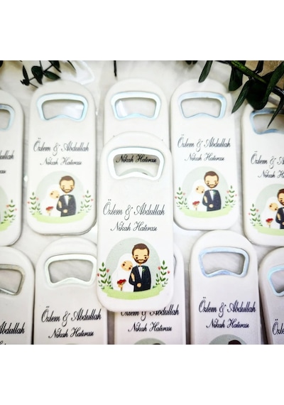 Nikah Şekeri Açacak Magnet Gelin Damat Baskılı 30 Adet