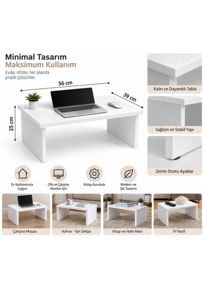 Pratik Laptop Sehpası Beyaz