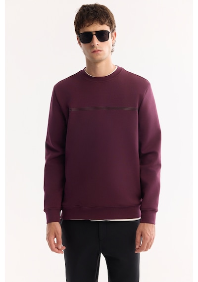 Avva Erkek Bordo Bisiklet Yaka Pamuklu Bi-stretch Baskılı Regular Fit Sweatshirt A52y1325