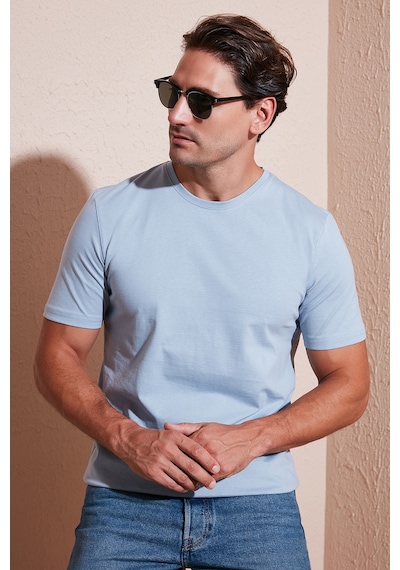Buratti Pamuklu Regular Fit Bisiklet Yaka Erkek T Shirt 59020204 Açık Mavi
