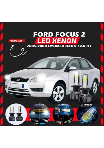 Ford Focus 2 2005-2008 Uzun Far Uyumlu Şimşek Etkili Led Xenon Pro Series H1