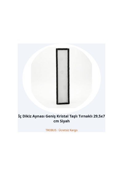 Trobus İç Dikiz Aynası Geniş Kristal Taşlı Tırnaklı 29,5x7 Cm Siyah