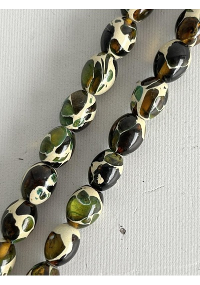 Oval Kesim Kokulu Mozaik Toz Kehribar Tesbih 33lük 6mm A003