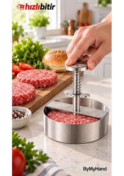 Bymyhand Paslanmaz Çelik Hamburger Ve Köfte Kalıbı Hamburger Press Şekillendirici Pratik Köfte Yapm Metal