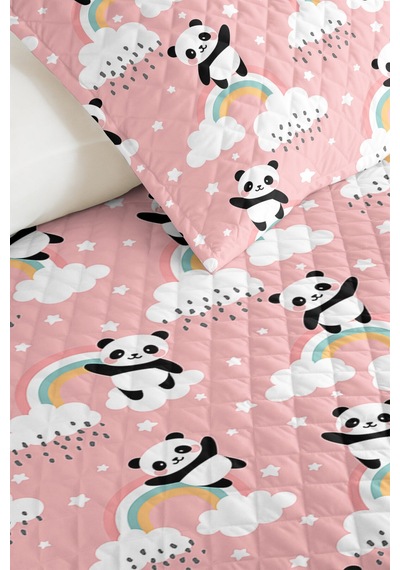 Evimde Bambaşka Panda Gökkuşağı Pembe Kız Çocuk Pike Takımı-pastel Bulut Beyaz Bebek Odası Yatak Örtüsü-160x220 CM Evimde Bambaşka Panda Gökkuşağı Pembe Kız Çocuk Pike Takımı-pastel Bulut Beyaz Bebek Odası Yatak Örtüsü-160x220 CM