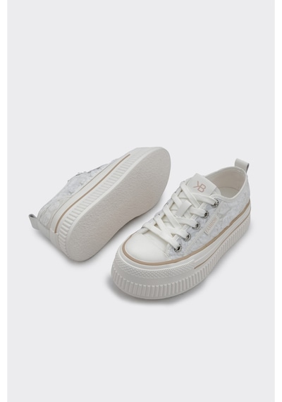 Derinet Yüksek Taban Kadın Sneaker Beyaz Beyaz