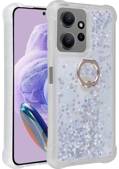 Xiaomi Uyumlu Redmi Note 12 Pro 4g Kılıf Zore Simli Sıvılı Yüzüklü Milce Kapak