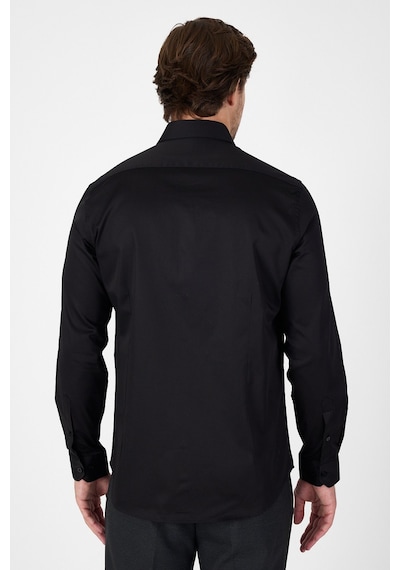 İmza Siyah Sert Yaka Düz Classic %100 Pamuk Slim Fit Gömlek 1004250324 Siyah