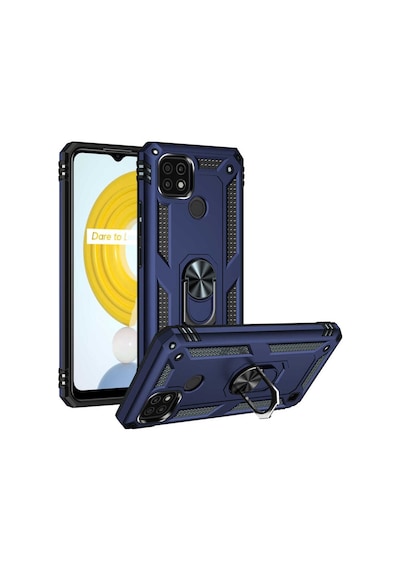 Realme C21 Kılıf Zore Vega Yüzüklü Standlı Zırh Kılıf