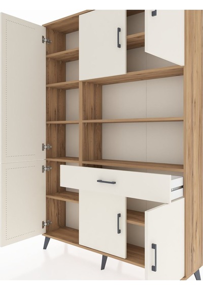 Arges Dolap 10 Raflı Tek Çekmeceli 6 Kapaklı 132x30x195 Çam-a... Çam Arges Dolap 10 Raflı Tek Çekmeceli 6 Kapaklı 132x30x195 Çam-a... Çam