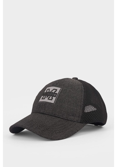 Defacto Erkek Etiket Baskılı Jean Cap Şapka B7556AX24SM Siyah