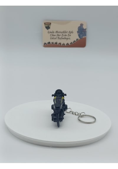 Scrambler Motosiklet Metal Anahtarlık Siyah - Diecast Cafe Racer Motor Figürü
