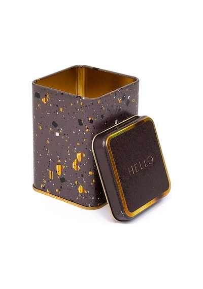 Terrazzo Brown Desenli Kare Metal Saklama Kabı 7.5 x 7.5 x 10 CM 0.5 L Çok Renkli