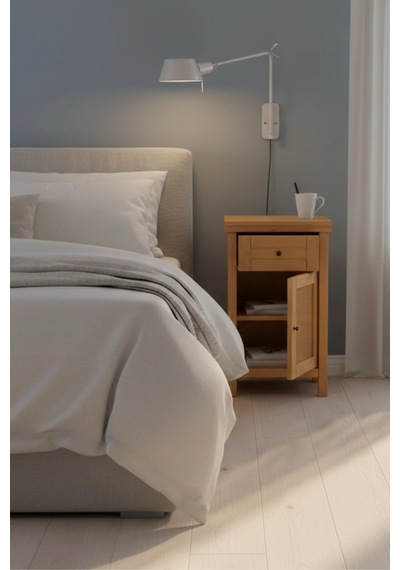 Altea Rattan Detaylı Masif Komodin Ahşap