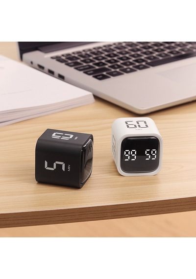 Dijital Şarjlı Pomodoro Zamanlayıcı Küp Flip Timer Öğrenci Ders Çalışma Saati, Mutfak Kronometresi Beyaz