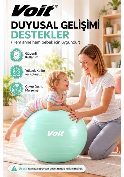65 cm Pilates Topu Pompa Dahil Fitness ve Denge Egzersiz Topu Yeşil