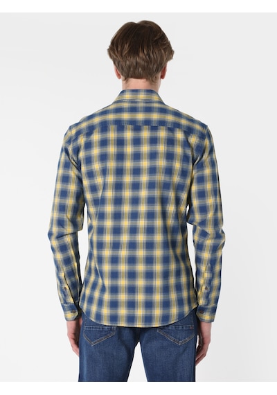 Colin's Slim Fit Kareli Mavi Erkek Uzun Kol Gömlek CL1061650_Q1.V1_INV