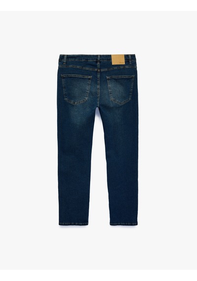 Koton Normal Bel Cepli Pamuklu Tapered Fit Jean Pantolon - Joe Jean Orta İndigo 7wam40317nd
