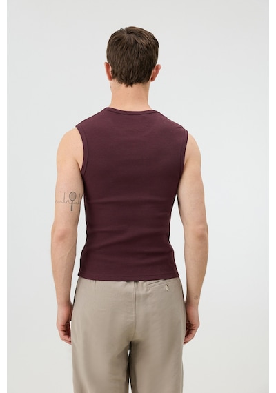 Antioch Pamuklu Kolsuz Erkek T-shirt Bordo