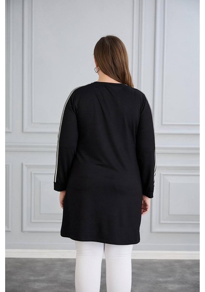 Esra Butik78 Kristal Kumaş Şerit Detaylı Tesettür Tunik 90 Cm Rahat Kalıp Günlük Şık Tunik Siyah Esra Butik78 Kristal Kumaş Şerit Detaylı Tesettür Tunik 90 Cm Rahat Kalıp Günlük Şık Tunik Siyah