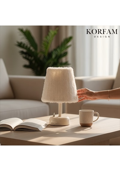 Beyaz Peluş Pilli Masa & Gece Lambası Çok Renkli