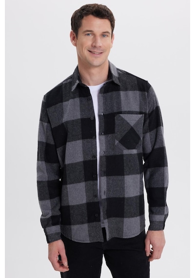 Tudors Erkek Regular Fit Klasik Fit Kareli Cepli Oduncu Gömlek-41898 Çok Renkli