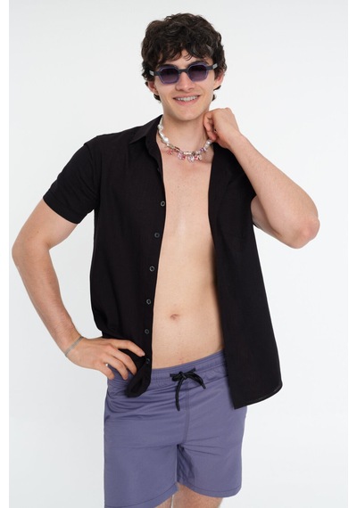 Regular Fit Erkek Deniz Şortu Mor