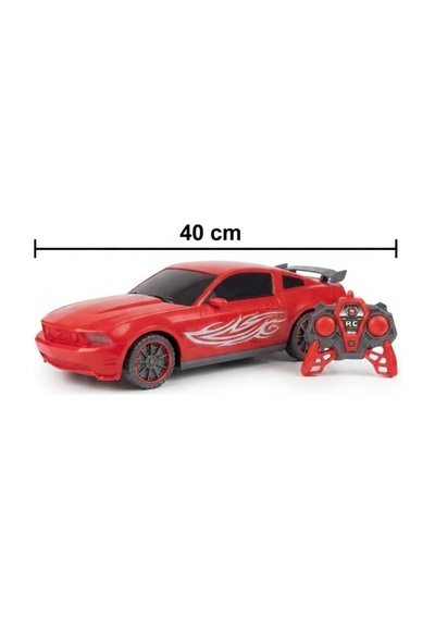 Mustang Dev Boyutlu Uzaktan Kumandalı Yarış Arabası Işıklı 1:10 Ölçekli 6 Fonksiyonlu Oyuncak Araba Kırmızı