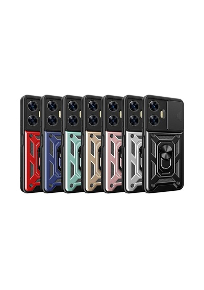 Uray Store Realme C55 Kılıf Pars Lens Yüzüklü Silikon - Yeşil