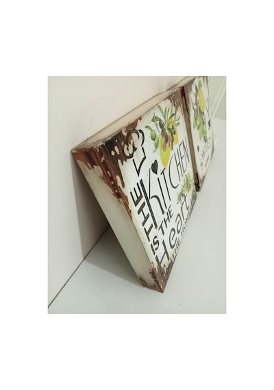 Mutfak Tablo 2li Pano Ahşap Limon Desen El Boyama - 532234699 1 X 50