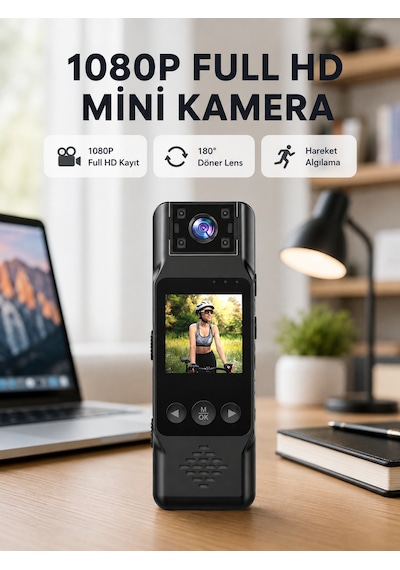 180 Derece Dönebilen Mini Kamera Full Hd Tft Ekran Hareket Sensörlü Kopya 60059447