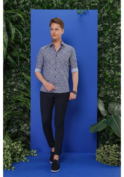 Efor G 1541 Slim Fit Lacivert Klasik Gömlek Lacivert