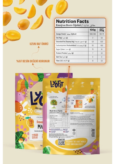 Lyofit Food Freeze Dried Mango 20 G