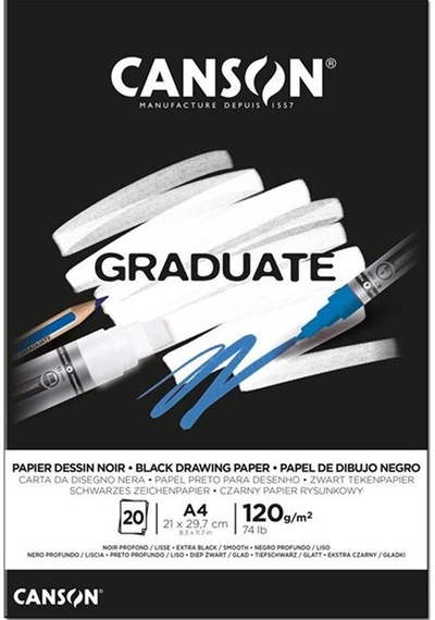 Canson Çizim Bloğu Graduate Cangrad Siyah 20 Syf A4 120 Gr