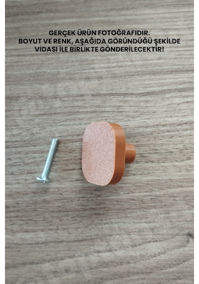 6 Adet - Kahverengi Oval Kare Kulp - Modern Ve Şık Dolap, Gardırop, Şifonyer, Komodin Ve Çekmece Kulpu Vida Dahil Sarı