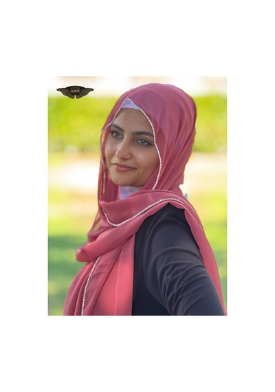 Aldaıyr Şifonlu Şal Taşlı Kenarında 180 Santa Taşlı Pembe02