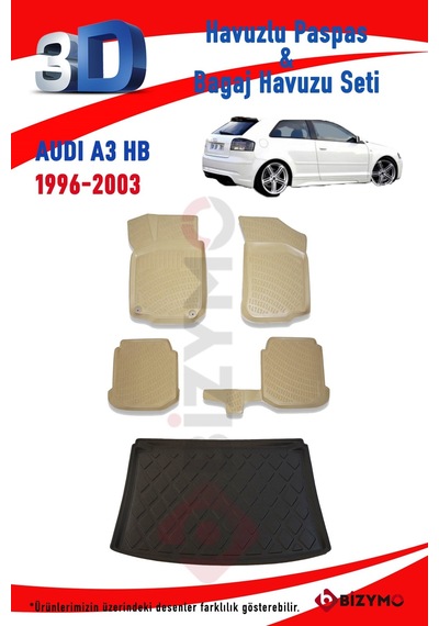 Audi A3 Hb 1996-2003 Bej Havuzlu Paspas ve Bagaj Seti Bizymo Bej