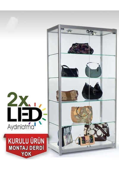 Rafaxrafsistemleri Sılver Camlı Teşhir Vitrini Koleksiyon Vitrini