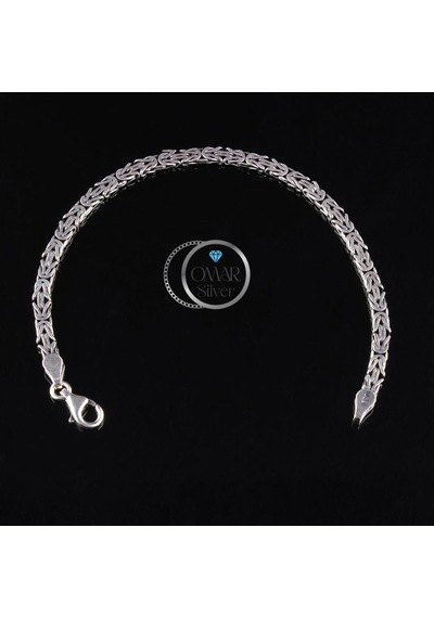Omar Silver 925 Ayar El İşi Kral Bileklik 4,50 Mm