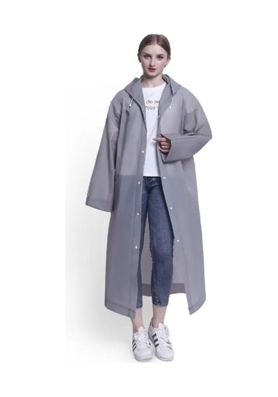 Girift Vintage Unisex Gri Eva Kumaş Kapüşonlu Rüzgar Ve Suya Dayanıklı Yağmurluk
