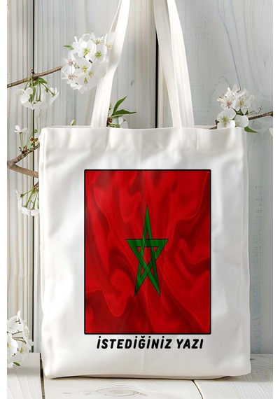 Art Hediye Fas Morocco Bayrak Baskılı Omuz Çanta Kişiye Özel Model Çok Renkli